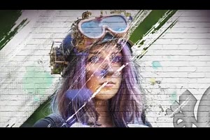 街头艺术手绘涂鸦人物照片彩色素描效果特效视频AE模板设计源文件_展示ae模板