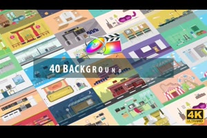 fcpx插件-40个二维扁平化卡通场景动画背Mix Background Scenes