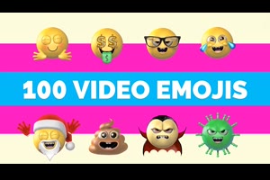 视频素材-100个三维卡通搞怪Emojis表情循环动- 有透明通