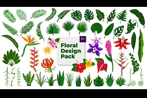 90+自然花艺新鲜花卉青草绿色植物叶子蔓藤元素包背景动画pr预设_pr模板网