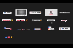 视频网站动画素材包播放器点赞字幕条ae模板 Youtube Subscriber Pack_展示ae模板