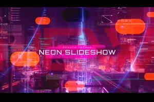 科幻霓虹效果标题遮罩幻灯片展示ae模板 Smooth Techno Neon Slideshow_展示ae模板