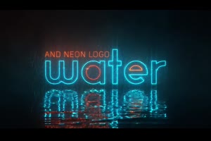 下雨水闪光霓虹灯LOGO标志文字轮廓动画效果视频ae模板素材_logo展示ae模板