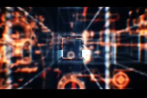 3D高科技网格线条矩阵隧道动画数字信息logo标志视频片头ae模板素材_logo展示ae模板