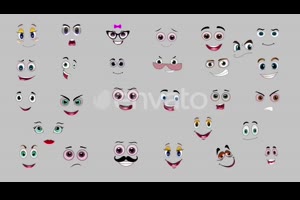 4K视频素材-29个可爱卡通综艺贴图面部表情动画循环素Cartoon Emoticons 有透明通