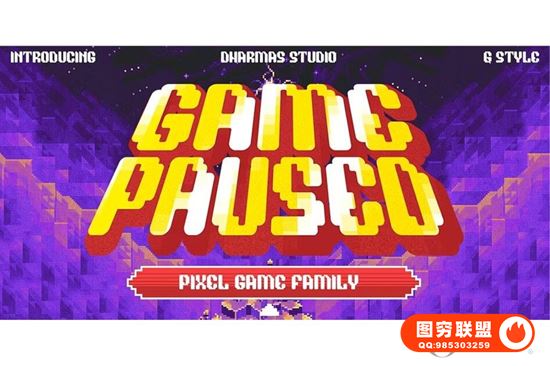 [字体]90年代街机电玩复古游戏像素化传单海报设计英文字体 Game Paused – @37284