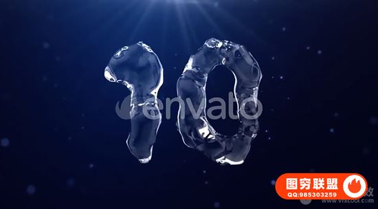 [视频素材]透明水液体10秒倒计时开场片头视频素材 Water Countdown@29786