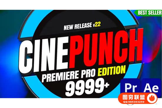 [音效素材]AE/PR电影视觉特效LUTs调色视频素材音效预设套装 CINEPUNCH V2@36852