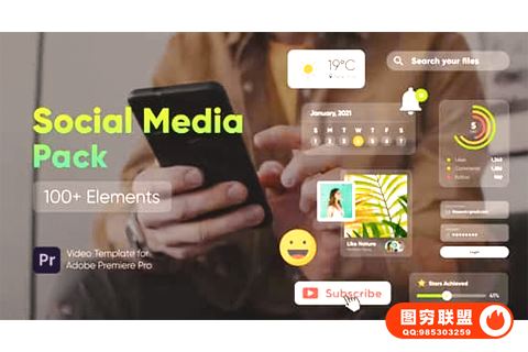 [PR模板]100种网络媒体视频社交网站图形标题动画 Social Media P@36318