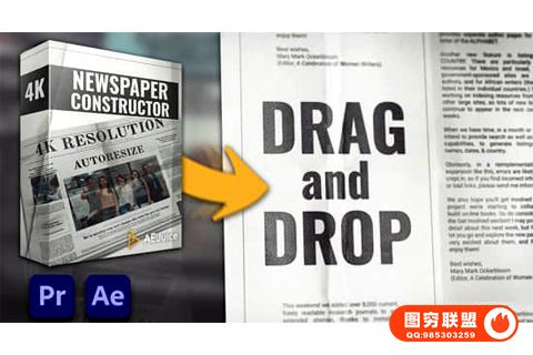 [AE模板]AE/PR模板-报纸新闻头条图文场景展示动画 Newspaper Constru@35972