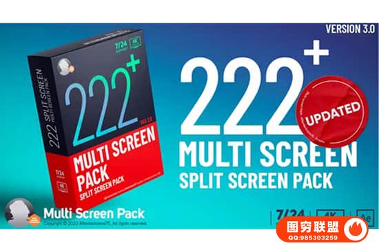 [AE模板]222个多画面视频分屏网格组合动画预设 Multi Screen Pa@35919