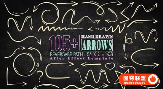 [AE模板]105个手绘线条箭头图形动画 Hand Drawn Arrow Pac@35556