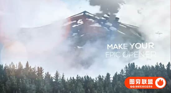 [AE模板]大气史诗水墨遮罩光效粒子图文展示介绍动画预告片@35421