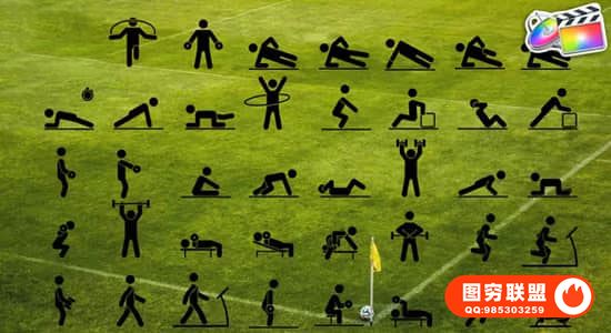 [FCPX插件]40个体育运动健身象形卡通人物动画 Animated Fitnes@35348