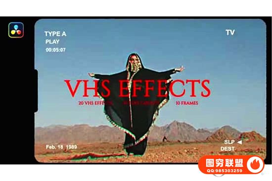 [达芬奇模板]达芬奇特效库-复古老老录像带视觉效果预设 VHS Effects@38230