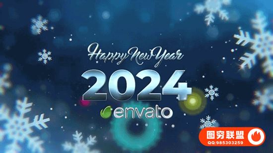 [AE模板]冬日雪花10秒数字新年倒计时片头动画 Happy New Year S@38222