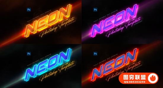 [PSD模板]打造视觉焦点！25款酷炫霓虹发光字体PSD模板！@37987