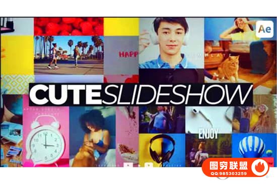 [AE模板]运动感十足快闪幻灯片效果图文切换展示动画 Cute Slideshow@37649