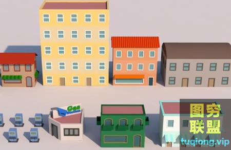 [C4D教程]C4D建筑低聚建模与纹理制作视频教程@15890