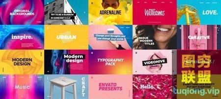 [AE模板][文字标题] 时尚文字标题排版片头 Typography Pack@16628