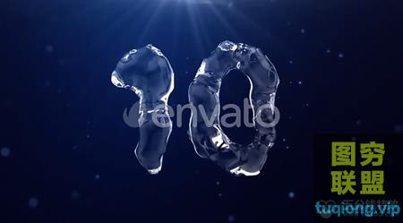 [视频素材]透明水液体10秒倒计时开场片头视频素材 Water Countdown@29786