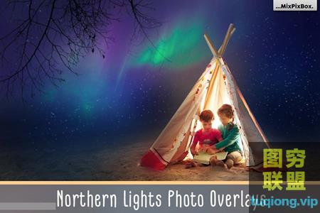 [背景素材]45张北极光风格摄影后期叠加合成星空天空素材！@14221