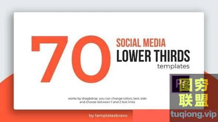 [PR模板][Premiere模板] 70个社交媒体图标动画字幕条文字标题捆绑包含@18722