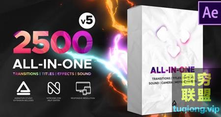 [AE脚本]2500组摄像机运动扭曲水墨卡通模糊光效VLOG无缝视频转场预设V5(@22497