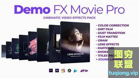 [Luts预设]粒子光效烟雾老电影噪点划痕炫光LUTs调色音效特效视频素材包 Demo FX M@20513
