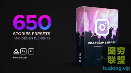 [AE模板]AE脚本+650个时尚手机竖屏图文设计包装预设动画Instagram @13352