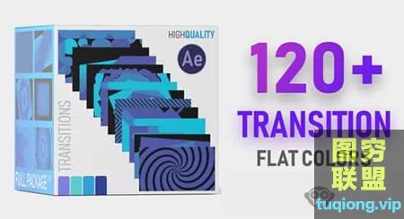[AE模板]120种平面二维彩色运动的图形转场过渡动画包含脚本预设 Flat Co@29429