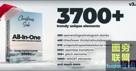 [AE/PR插件]AE脚本+PR模板-3700种文字标题排版设计LOGO图形元素音效转场调色特效合@21975