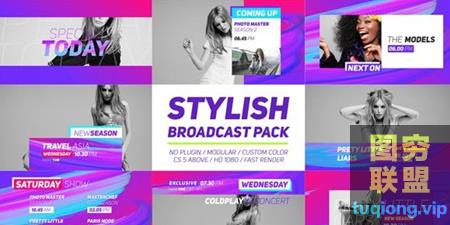 [AE模板]个性化时尚视频栏目包装片头 Stylish Broadcast Pac@19797