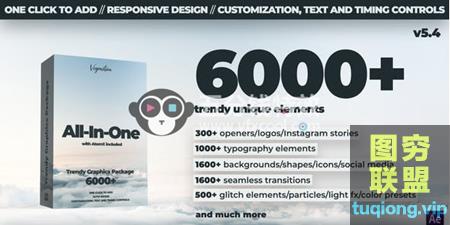 [AE/PR插件]AE汉化脚本+6000种社交媒体文字标题排版设计转场LOGO图标MG图@27673