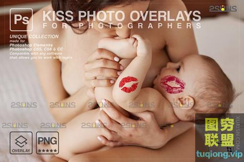 21张亲吻嘴唇PNG透明剪贴画PS合成叠加素材
