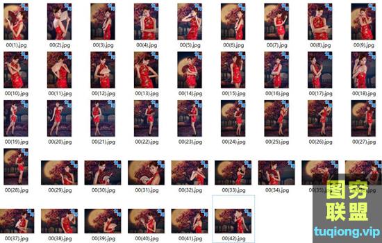 42P 红色旗袍美女写真图集欣赏学习