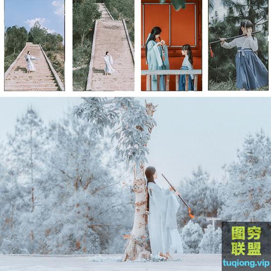 古风人像高清原片RAW练习素材 国内影楼外景汉服后期修图