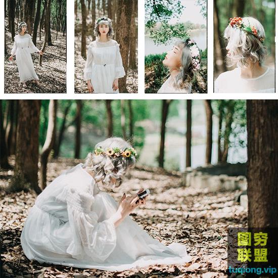 唯美森系国内高清人像素材RAW原片 迷失森林摄影后期修图