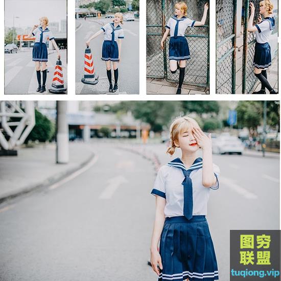 日系人像写真RAW原片练习素材 外景校服摄影后期调色修图