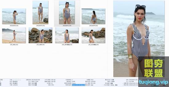 8P 长腿美女海边连体泳衣写真摄影RAW原片 修图练习学习