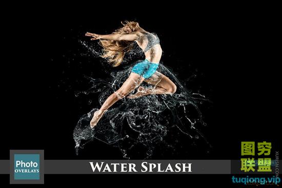 130张超清水花飞溅后期合成叠加素材包Water Splash Photo Overlays