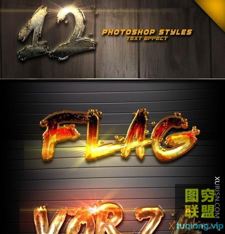 12款PS文本文字特效样式PSD素材 Photoshop text Effect