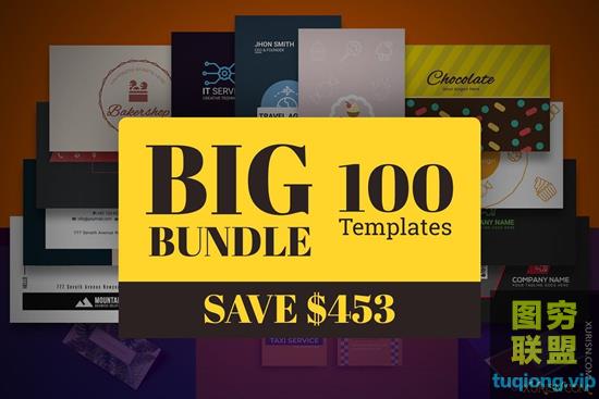 100款商业名片卡片设计PSD模板合集100 Business Card Template Bundle