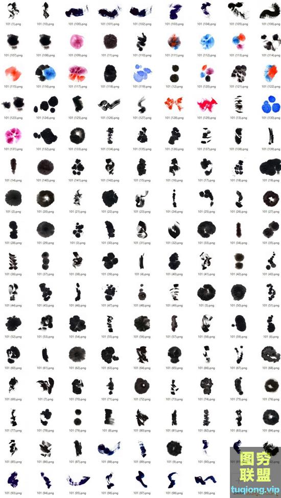 中国风墨迹素材 345个PNG透明背景/30个PSD源文件/460款PS笔刷