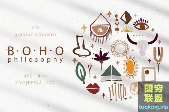 270+波西米亚哲学系列矢量图片集合Boho Philosophy Collection