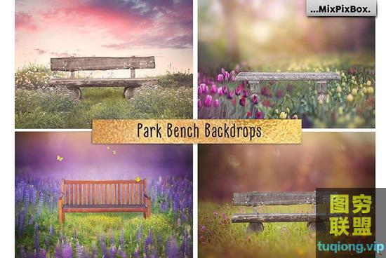 4张超高清唯美公园长椅背景图片Park_Bench_Backdrops