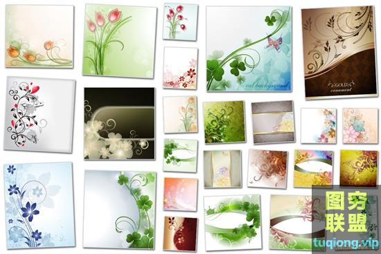 25款植物花卉印花壁纸图案织物矢量背景图集EPS