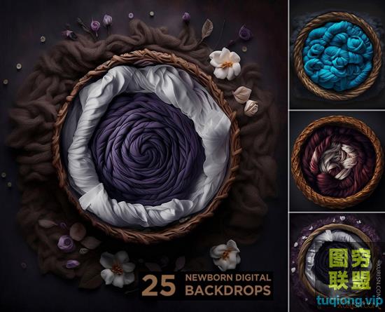 25张新生儿数字背景合成素材Newborn Digital Backdrops