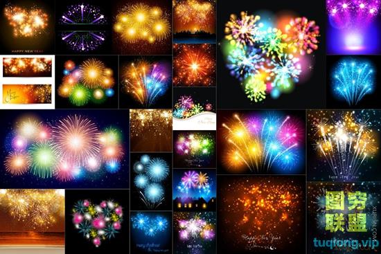25款多彩色烟花背景矢量图形素材模板