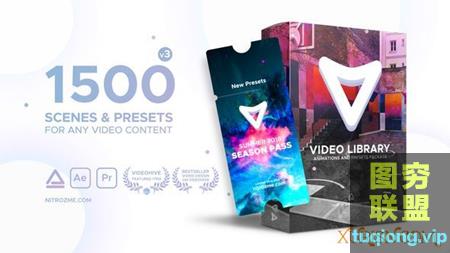 1500组视频特效包装动画预设电影音乐剪辑模板 Video Library V3